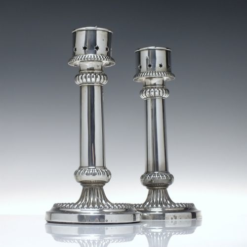 PAIR OF GEORGIAN SILVER CANDLE STICKS BIRMINGHAM 1809 - ADDITIONAL PHOTO 4