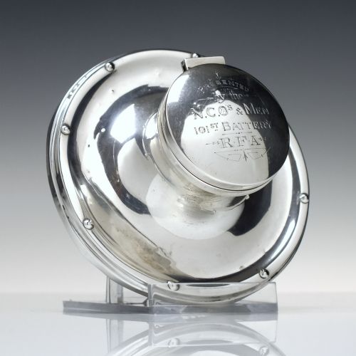 CAPSTAN STERLING SILVER INKWELL ROYAL FIELD ARTILLERY MILITARY PRESENTATION BIRMINGHAM 1938 - ADDITIONAL PHOTO 1