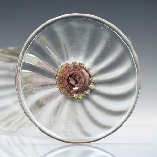 PAIR OF RIB MOULDED SALVIATI WINE GLASSES WITH AMETHYST STEMS C1920 - ADDITIONAL PHOTO 5