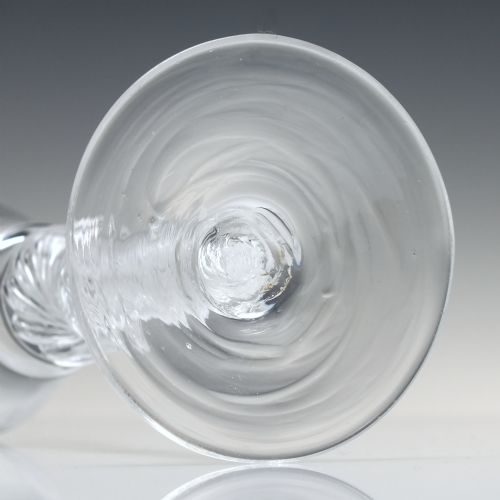 ANTIQUE 18TH CENTURY DOUBLE KNOP BUCKET BOWL AIR TWIST WINE GLASS C1750 - ADDITIONAL PHOTO 5