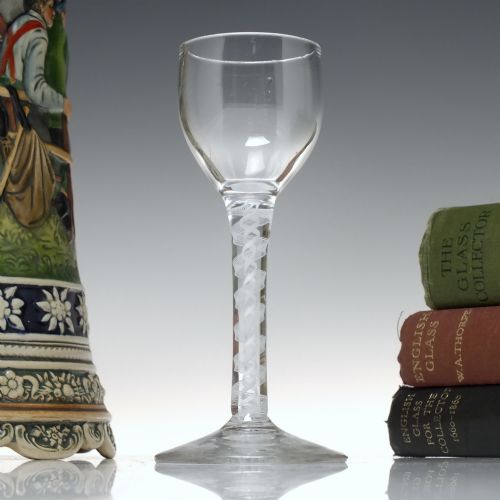 antique 18th century opaque twist wine glass c1760 - CATEGORY: ANTIQUE GLASS - DATED 1750