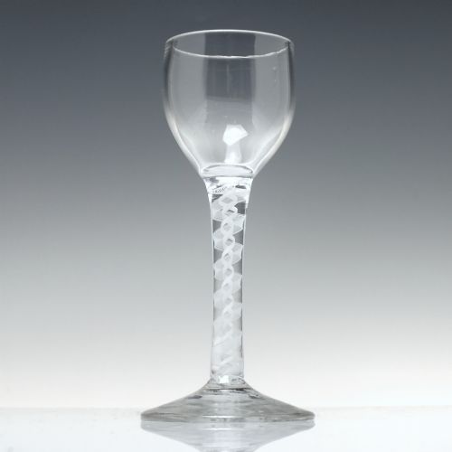 ANTIQUE 18TH CENTURY OPAQUE TWIST WINE GLASS C1760 - ADDITIONAL PHOTO 1