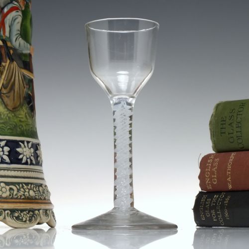 georgian antique double series opaque twist wine glass c1760 - CATEGORY: ANTIQUE GLASS - DATED 1750