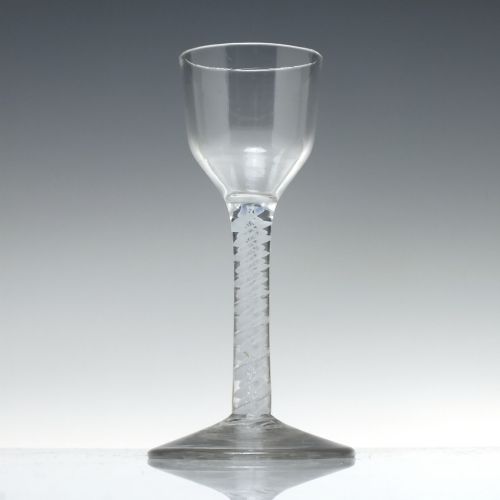 GEORGIAN ANTIQUE DOUBLE SERIES OPAQUE TWIST WINE GLASS C1760 - ADDITIONAL PHOTO 1