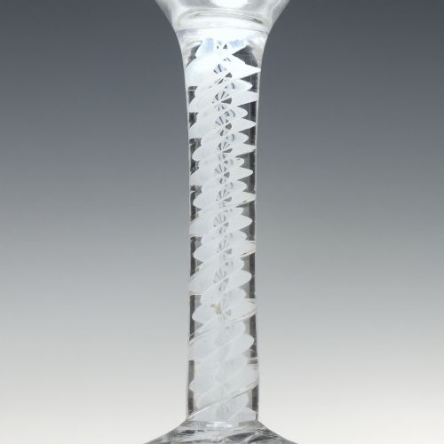 GEORGIAN ANTIQUE DOUBLE SERIES OPAQUE TWIST WINE GLASS C1760 - ADDITIONAL PHOTO 2