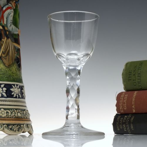 georgian facet cut wine glass c1780 - CATEGORY: ANTIQUE GLASS - DATED 1750