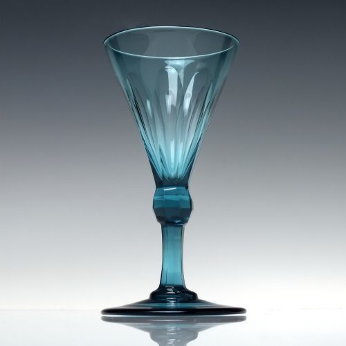 SIX PEACOCK BLUE GEORGIAN REGENCY WINE GLASSES C1820 - ADDITIONAL PHOTO 1