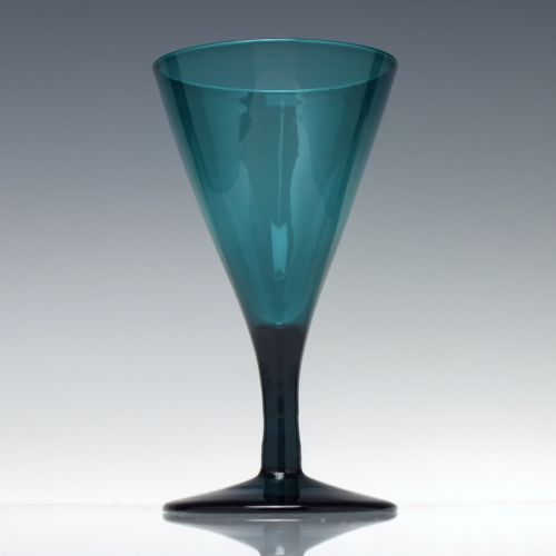 PAIR PEACOCK BLUE GEORGIAN REGENCY FLUTE WINE GLASSES C1820 - ADDITIONAL PHOTO 1