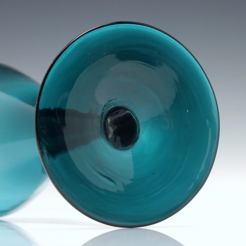 PAIR PEACOCK BLUE GEORGIAN REGENCY FLUTE WINE GLASSES C1820 - ADDITIONAL PHOTO 4