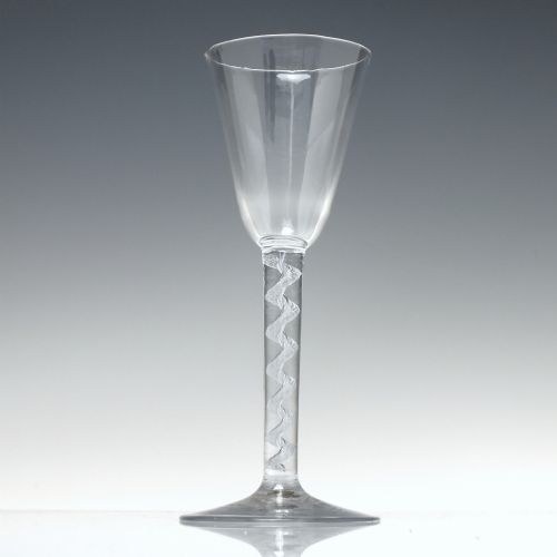 TALL ANTIQUE 18TH CENTURY AIR TWIST WINE GLASS C1750 - ADDITIONAL PHOTO 1