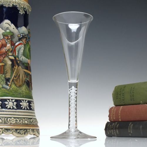 antique opaque twist champagne glass c1760 - CATEGORY: ANTIQUE GLASS - DATED 1750