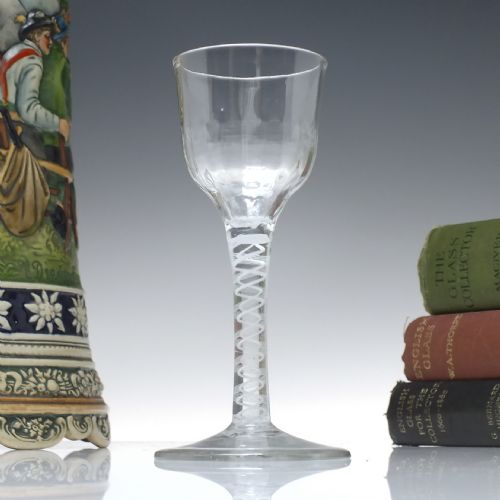 antique 18th century opaque twist wine glass c1760 - CATEGORY: ANTIQUE GLASS - DATED 1750