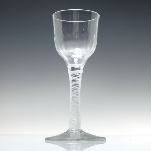 ANTIQUE 18TH CENTURY OPAQUE TWIST WINE GLASS C1760 - ADDITIONAL PHOTO 2