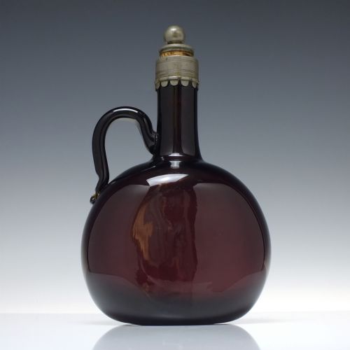 victorian amethyst glass flagon decanter 1860 - CATEGORY: ANTIQUE GLASS - DATED 1860