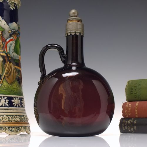 VICTORIAN AMETHYST GLASS FLAGON DECANTER 1860 - ADDITIONAL PHOTO 1