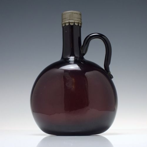 VICTORIAN AMETHYST GLASS FLAGON DECANTER 1860 - ADDITIONAL PHOTO 2