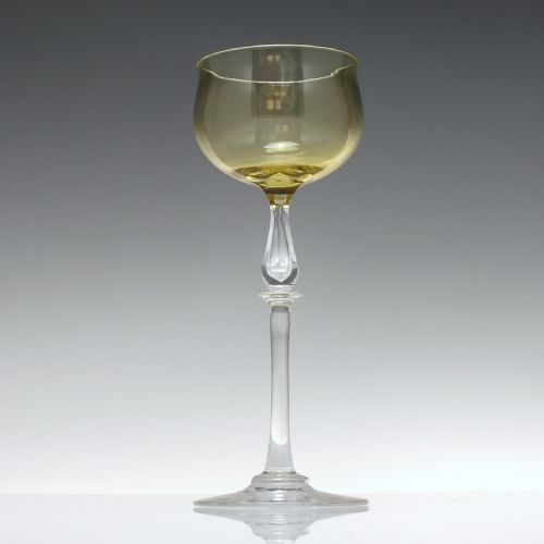 FIVE AMBER ART NOUVEAU WINE HOCK GLASSES C1890 - ADDITIONAL PHOTO 1