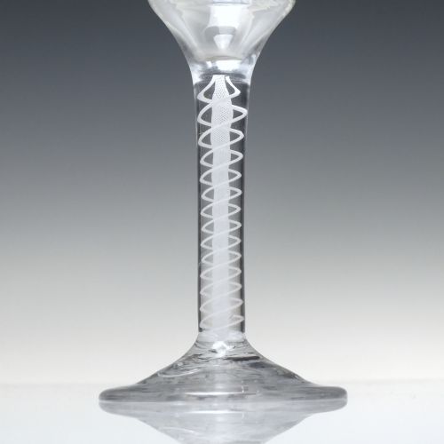 ANTIQUE 18TH CENTURY GEORGIAN ENGRAVED OPAQUE TWIST WINE GLASS C1760 - ADDITIONAL PHOTO 3