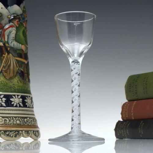 18th century antique opaque twist wine glass c1760 - CATEGORY: ANTIQUE GLASS - DATED 1750