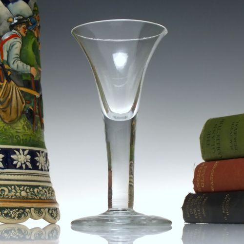 georgian drawn trumpet wine glass c1750 - CATEGORY: ANTIQUE GLASS - DATED 1750