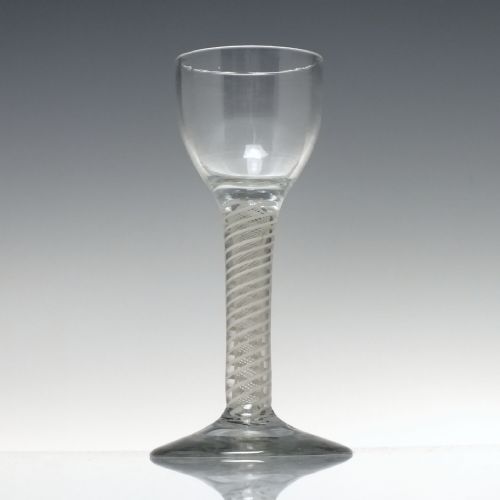 ANTIQUE GEORGE III OPAQUE TWIST WINE GLASS C1760 - ADDITIONAL PHOTO 1