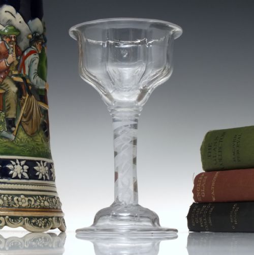 18th century opaque twist champagne or sweetmeat glass goblet c1760 - CATEGORY: ANTIQUE GLASS - DATED 1750