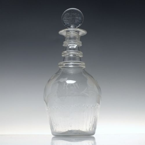 irish belfast union engraved glass decanter 18021810 - CATEGORY: ANTIQUE GLASS - DATED 1800