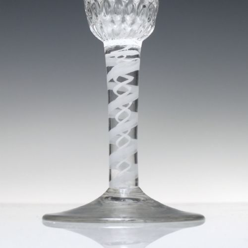 RARE ANTIQUE 18TH CENTURY NUT MOULDED OPAQUE TWIST ALE GLASS C1760 - ADDITIONAL PHOTO 2