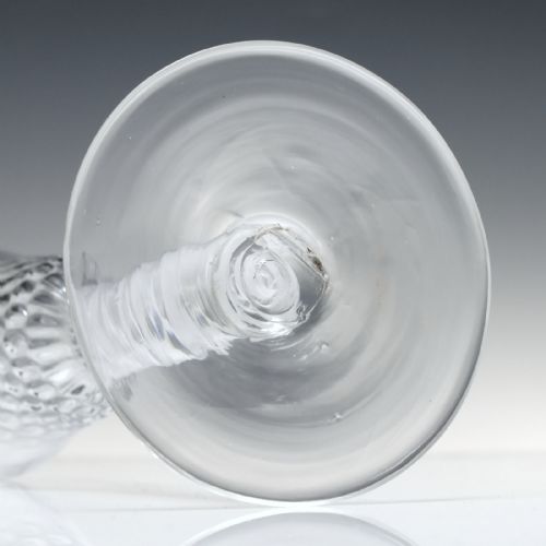 RARE ANTIQUE 18TH CENTURY NUT MOULDED OPAQUE TWIST ALE GLASS C1760 - ADDITIONAL PHOTO 5
