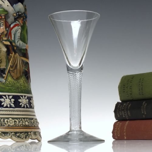georgian multi spiral air twist wine glass c1750 - CATEGORY: ANTIQUE GLASS - DATED 1750