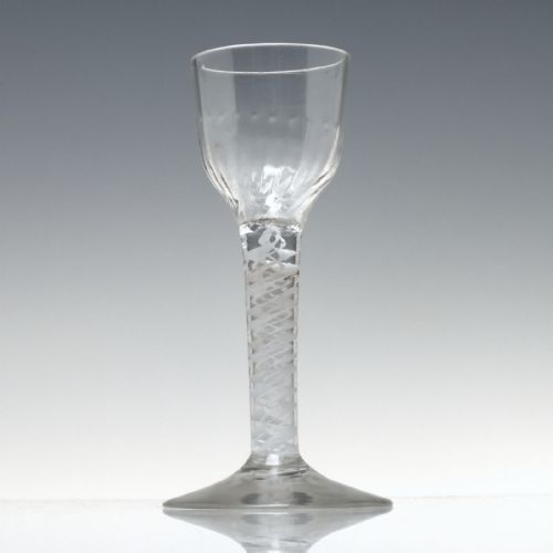 WRYTHEN MOULDED 18TH CENTURY OPAQUE TWIST WINE GLASS C1760 - ADDITIONAL PHOTO 1