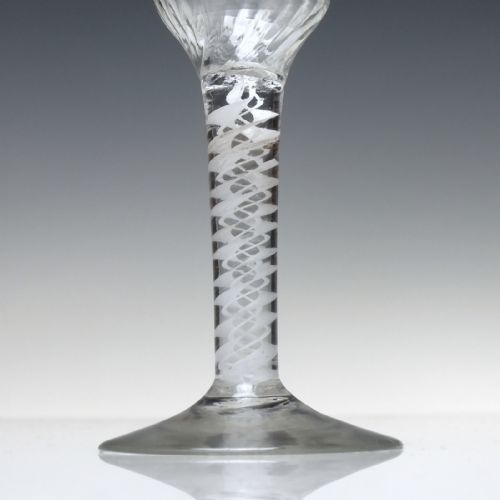 WRYTHEN MOULDED 18TH CENTURY OPAQUE TWIST WINE GLASS C1760 - ADDITIONAL PHOTO 2