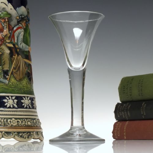 18th century drawn trumpet wine glass c1750 - CATEGORY: ANTIQUE GLASS - DATED 1750
