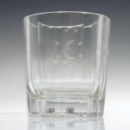MASONIC ENGRAVED 19TH CENTURY GAMBLING GLASS TUMBLER C1870 - ADDITIONAL PHOTO 2