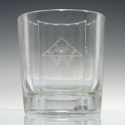 MASONIC ENGRAVED 19TH CENTURY GAMBLING GLASS TUMBLER C1870 - ADDITIONAL PHOTO 3