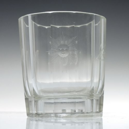 MASONIC ENGRAVED 19TH CENTURY GAMBLING GLASS TUMBLER C1870 - ADDITIONAL PHOTO 4