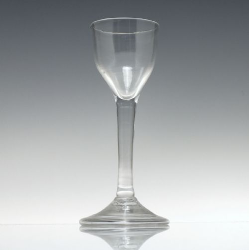 ANTIQUE GEORGIAN PLAIN STEM WINE GLASS C1740 - ADDITIONAL PHOTO 1
