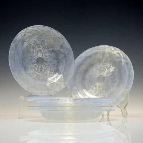 rare set of victorian six stevens an williams opalescent ice plates c1890 - CATEGORY: ANTIQUE GLASS - DATED 1890