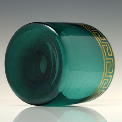 VICTORIAN BRISTOL GREEN FINGER BOWL WITH GILDED GREEK KEY RIM C1840 - ADDITIONAL PHOTO 2