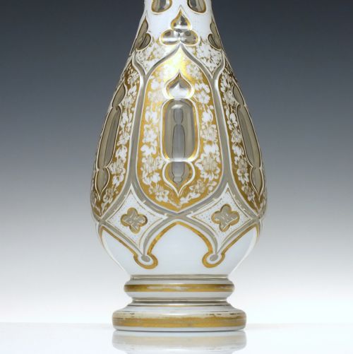 LARGE VICTORIAN WHITE CASED AND GILDED GLASS VASE C1860 - ADDITIONAL PHOTO 2