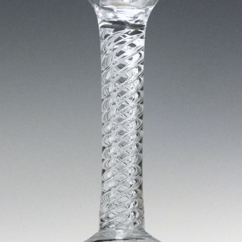 ANTIQUE 18TH CENTURY AIR TWIST WINE GLASS WITH RIB MOULDING C1750 - ADDITIONAL PHOTO 3