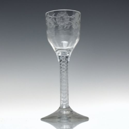 JACOBITE SYMPATHY ACROSTIC ENGRAVED OPAQUE TWIST WINE GLASS C1760 - ADDITIONAL PHOTO 1