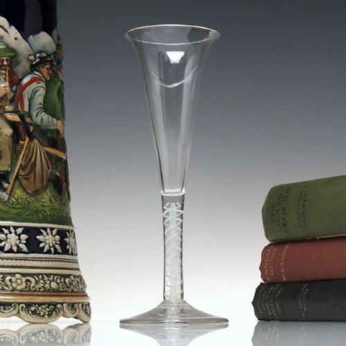 18th century opaque twist champagne flute glass c1760 - CATEGORY: ANTIQUE GLASS - DATED 1750