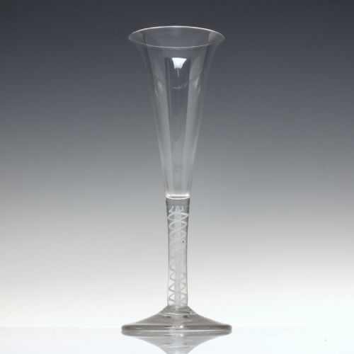 18TH CENTURY OPAQUE TWIST CHAMPAGNE FLUTE GLASS C1760 - ADDITIONAL PHOTO 1