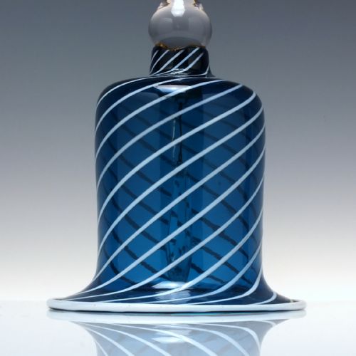 LARGE UNUSUAL VICTORIAN BLUE NAILSEA GLASS WEDDING BELL C1860 - ADDITIONAL PHOTO 1