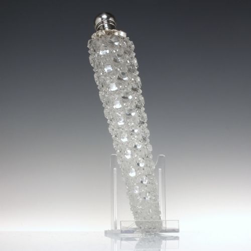 LONG VICTORIAN SILVER TOP CUT GLASS SCENT OR PERFUME BOTTLE LONDON 1883 - ADDITIONAL PHOTO 1