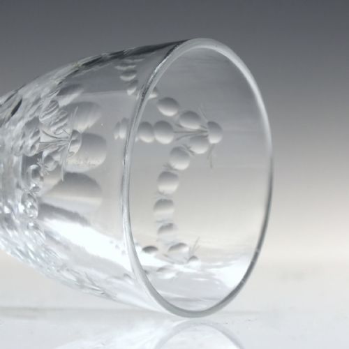 ANTIQUE FACET CUT ENGRAVED GEORGIAN WINE GLASS WITH FIRING FOOT C1790 - ADDITIONAL PHOTO 4