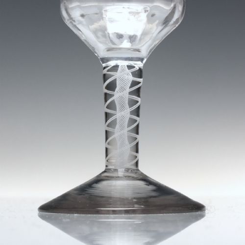 ANTIQUE GEORGIAN RIB MOULDED OPAQUE TWIST WINE GLASS C1760 - ADDITIONAL PHOTO 1