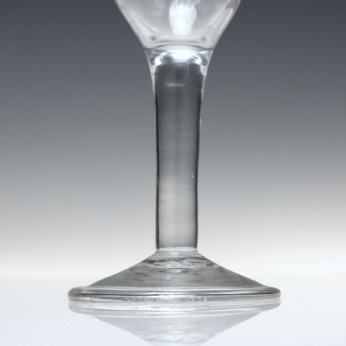 ENGRAVED 18TH CENTURY JACOBITE SYMPATHY PLAIN STEM WINE GLASS C1740 - ADDITIONAL PHOTO 2