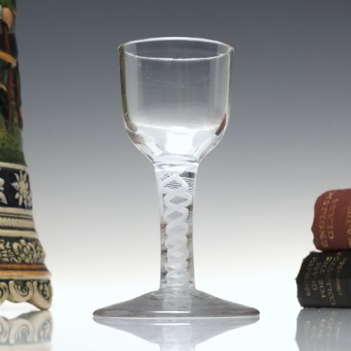 georgian opaque twist dram glass c1760 - CATEGORY: ANTIQUE GLASS - DATED 1750